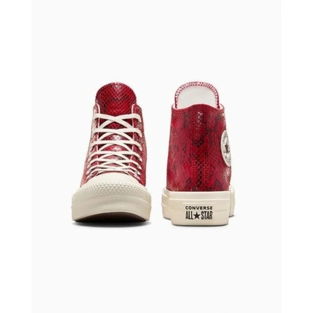 Converse Chuck Taylor All Star Lift Hi Womens Size 7 Red Snakeskin Platform NEW - Picture 7 of 11